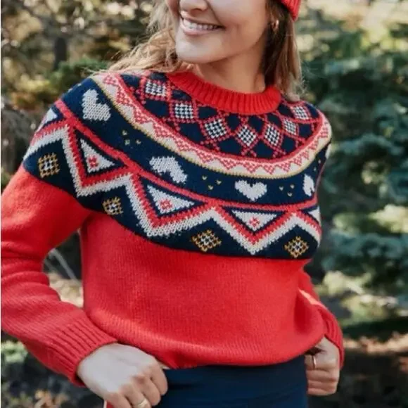 Marine Layer Archive Alpine Sweater in Red Fair Isle Size XL - Picture 6 of 6